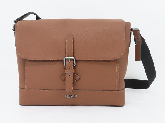 Coach Hudson Leather Messenger Bag Brown