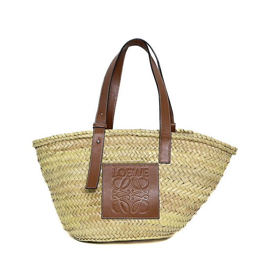 Loewe Basket Bag Medium Palm Leaf Raffia Leather