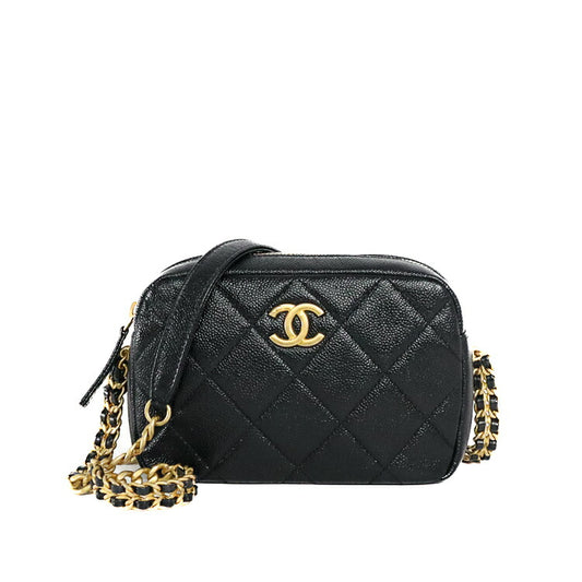 Chanel Matelasse Camera Bag Chain Shoulder Bag Black