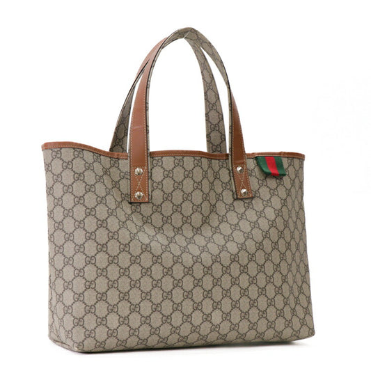 Gucci GG Supreme Canvas Leather Tote Bag