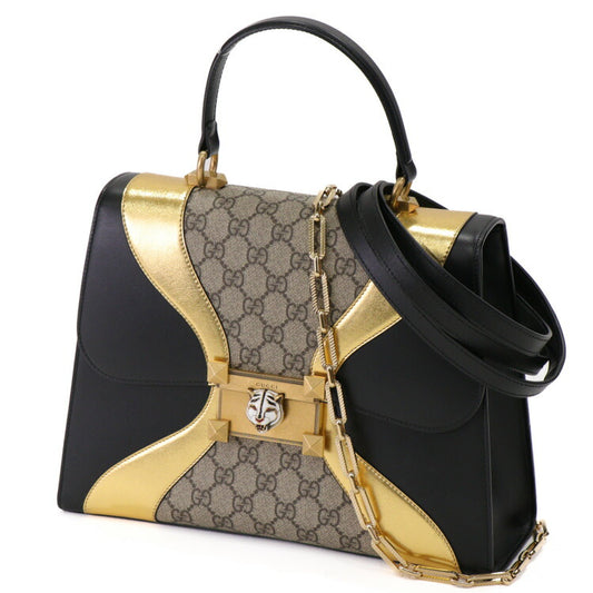 Gucci GG Supreme Cat Head Leather Handbag