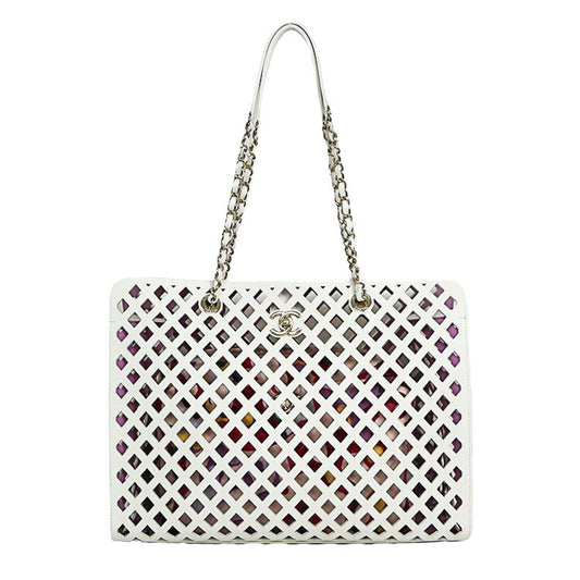 Chanel Leather Coco Mark Mesh Tote Bag