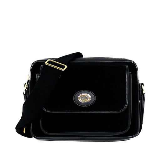 Gucci Suede Leather Interlocking G Logo Shoulder Bag