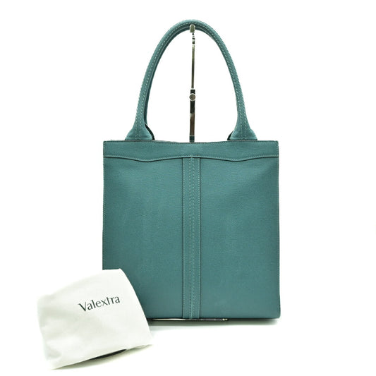 Valextra Small Punch Tote Bag Blue Leather