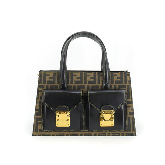 Fendi Zucca 2way Canvas Leather Handbag