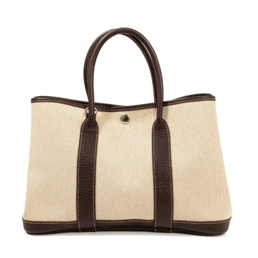 Hermes Garden Party TPM Canvas Leather Handbag