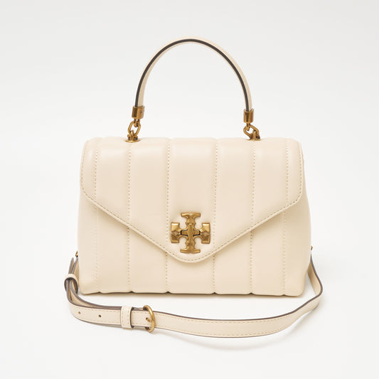 Tory Burch KIRA Leather Handbag Beige Gold