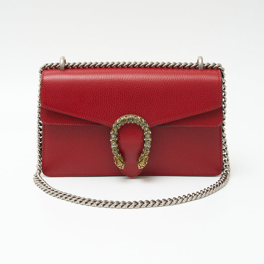 Gucci Dionysus Leather Shoulder Bag Red Gold