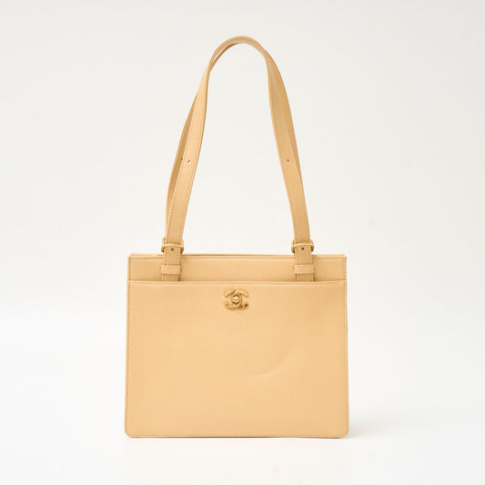 Chanel Caviar Skin Coco Mark Turn Lock Tote