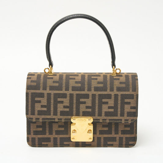 Fendi Zucca Canvas Leather Shoulder Bag