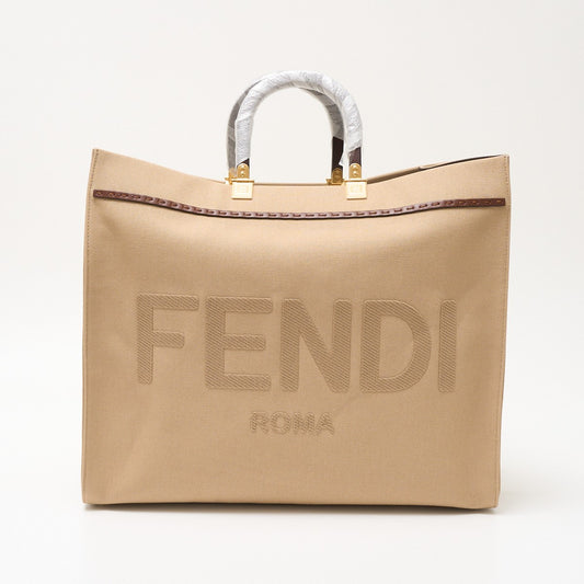 Fendi Canvas Leather Sunshine Large Tote