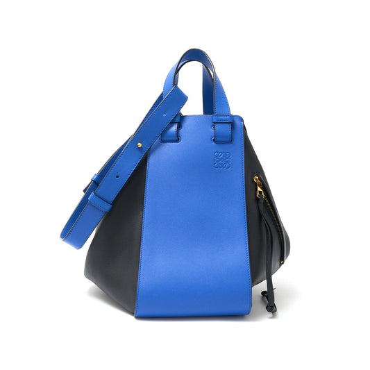 Loewe Calfskin Hammock Bag Medium Black Blue Gold