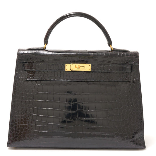 Hermes Kelly 32 Handbag Black Gold