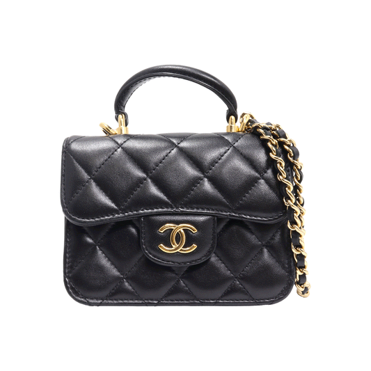 Chanel Lambskin Top Handle Flap Coin Purse AP2200