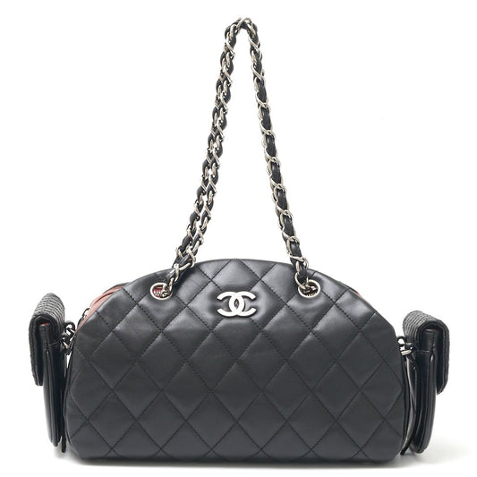 Chanel Lambskin Double Pocket Chain Shoulder Bag