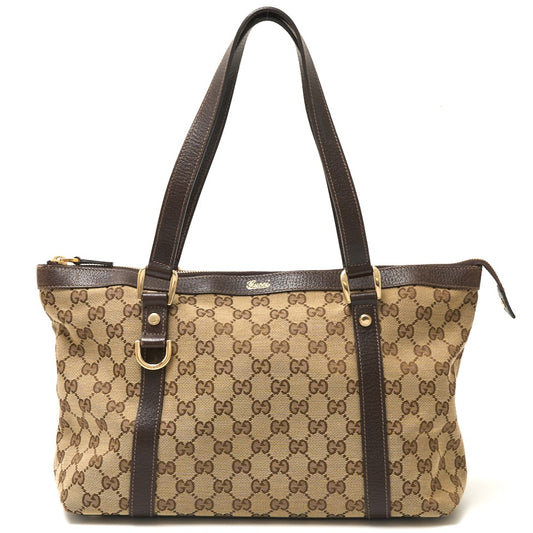 Gucci GG Canvas Leather Tote Bag