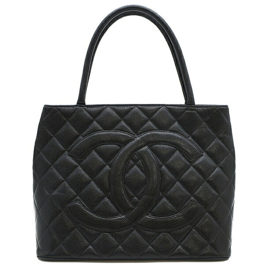 Chanel Caviar Skin Vintage Tote Bag Black