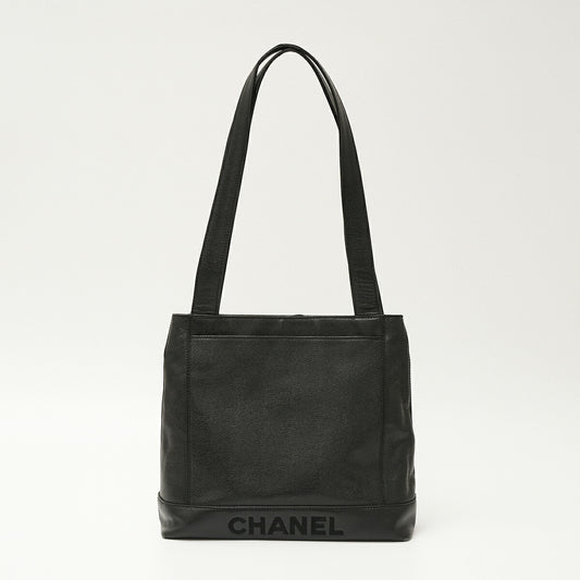 Chanel Caviar Skin Tote Bag Black Gold Hardware