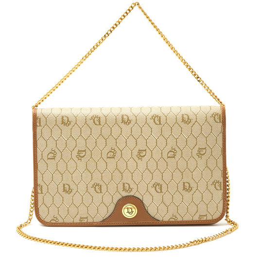 Dior Honeycomb Chain Shoulder Bag PVC Canvas Leather
