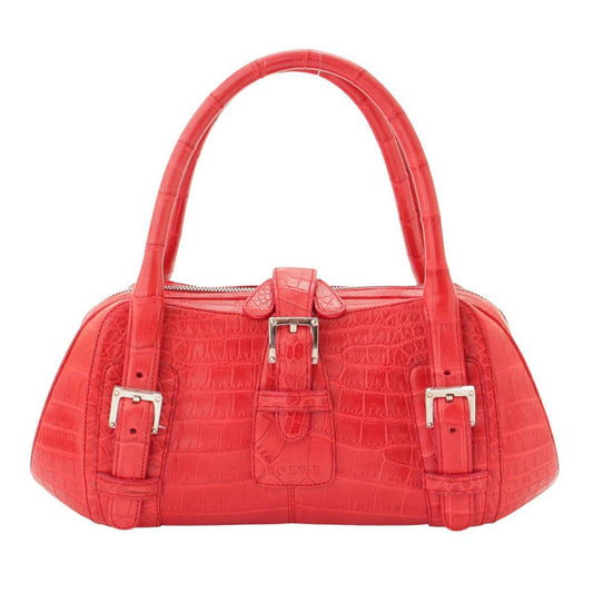 Loewe Crocodile Leather Handbag Red