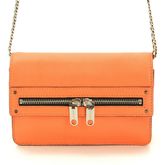 Milly Leather Chain Shoulder Bag Orange
