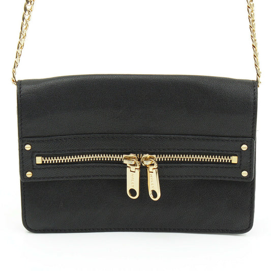 Milly Leather Mini Shoulder Bag Black
