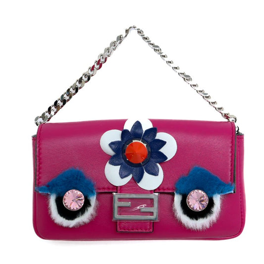 Fendi Monster Micro Bucket Nappa Leather Rabbit Fur Bag