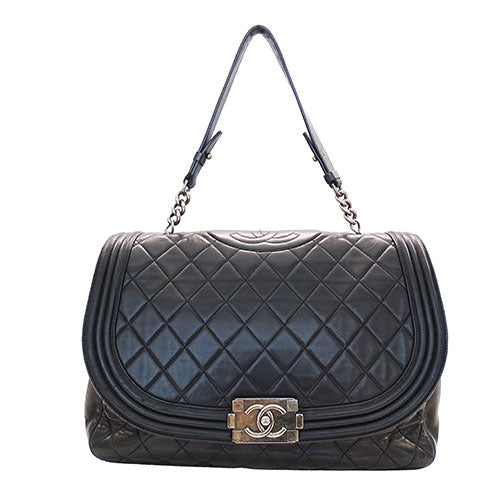 Chanel Boy Lambskin Shoulder Bag Black