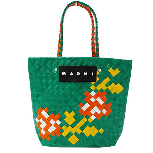 Marni Women's Tote Bag Green Flower Basket