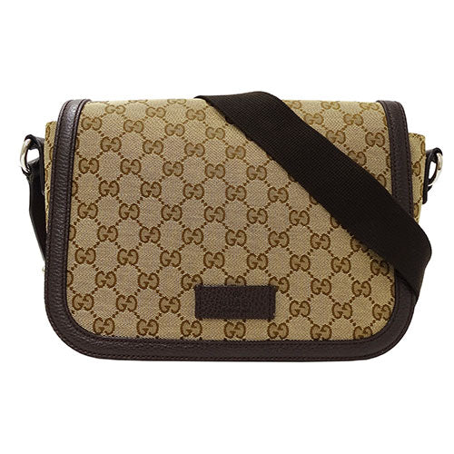 Gucci GG Canvas Shoulder Bag Beige Brown