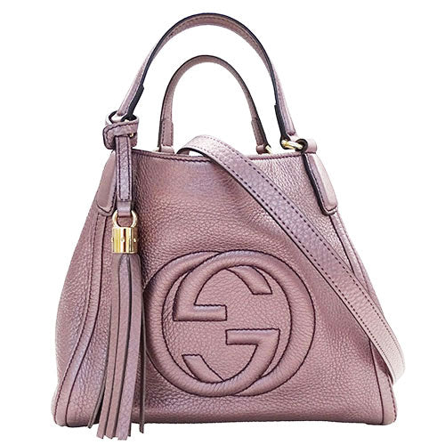Gucci Leather 2way Handbag Metallic Purple