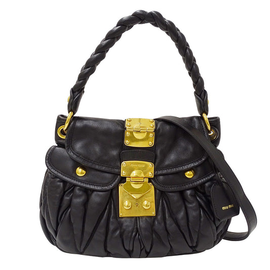 Miu Miu Leather Handbag 2way Black