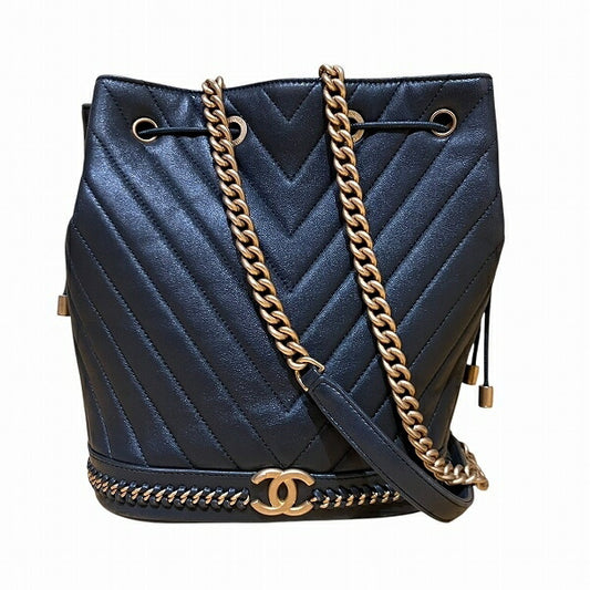 Chanel Leather V-Stitch Chain Shoulder Bag