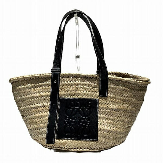 Loewe Raffia Leather Basket Tote Bag