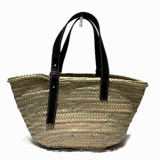 Loewe Raffia Leather Basket Tote Bag