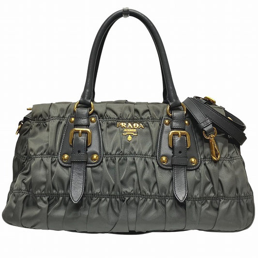Prada Nylon Leather Gathered Bag BN1407