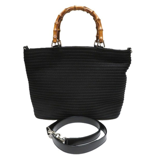 Gucci Bamboo Canvas Leather Handbag