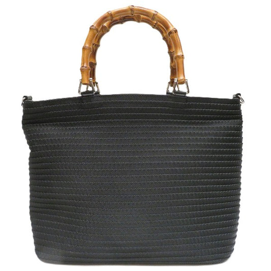 Gucci Bamboo Canvas Leather Handbag