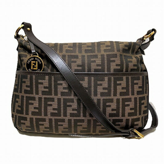 Fendi Zucca Canvas Leather Shoulder Bag 8BT190