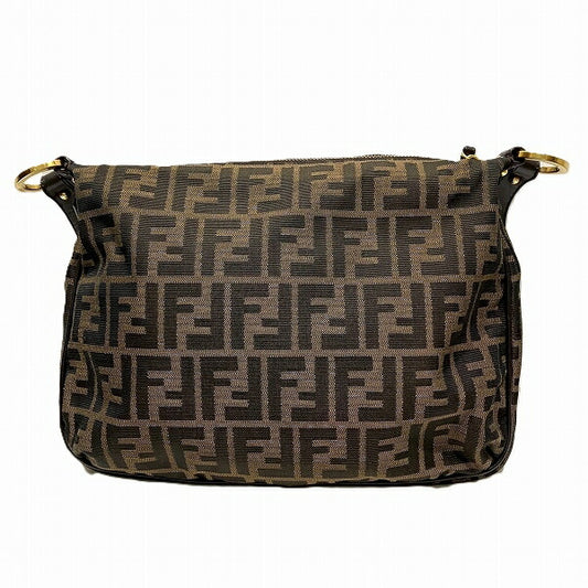 Fendi Zucca Canvas Leather Shoulder Bag 8BT190