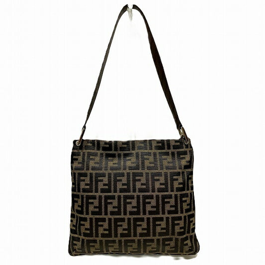 Fendi Zucca Canvas Leather Shoulder Bag