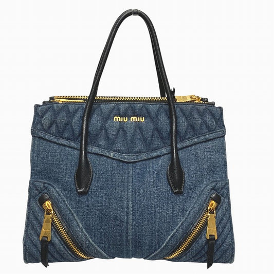 Miu Miu Denim Leather Biker Tote Bag RN1031