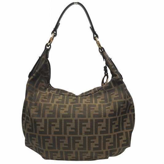 Fendi Zucca Canvas Leather Shoulder Bag
