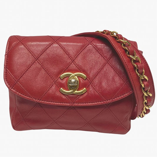 Chanel Bicolore Red Leather Chain Waist Bag