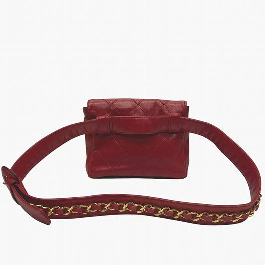 Chanel Bicolore Red Leather Chain Waist Bag