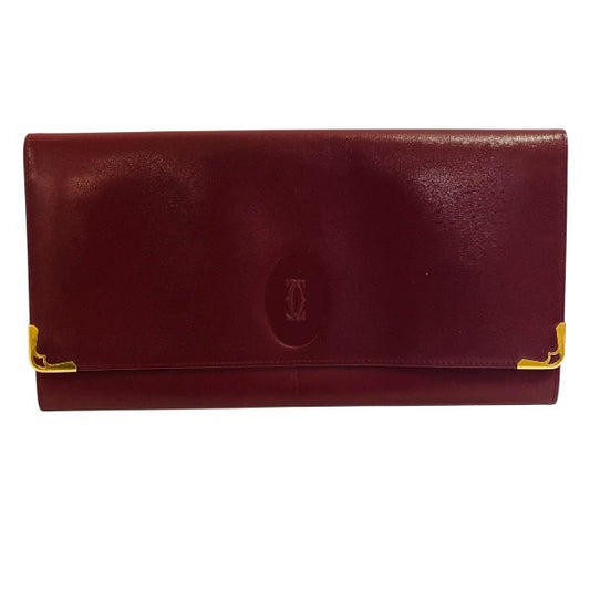 Cartier Must Line Bordeaux Leather Clutch Bag