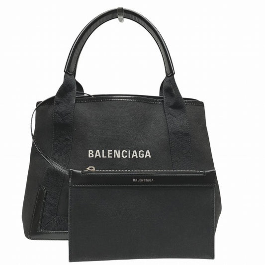 Balenciaga Small Cabas Canvas Leather Tote Bag