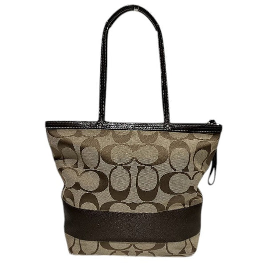 Coach Signature Canvas Leather Tote Bag F13549