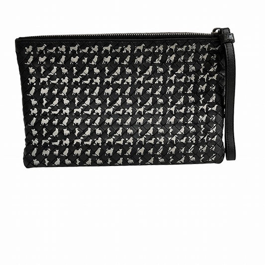 Bottega Veneta Leather Dog Motif Clutch Bag