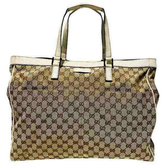 Gucci GG Canvas Leather Tote Bag 153213